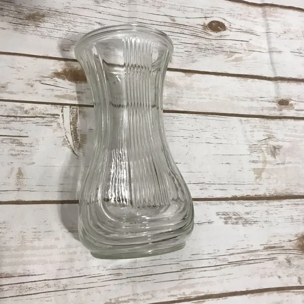 Vintage Hoosier Clear Glass Vase‎ Lyre Ribbed 4086-B
